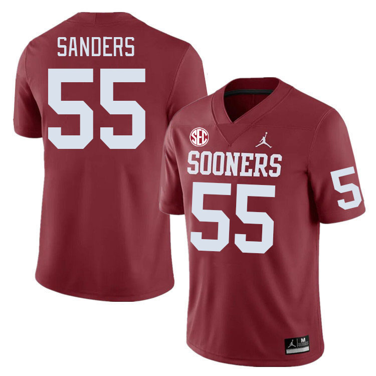 #55 Ashton Sanders Oklahoma Sooners 2024 SEC Conference College Football Jerseys-Crimson